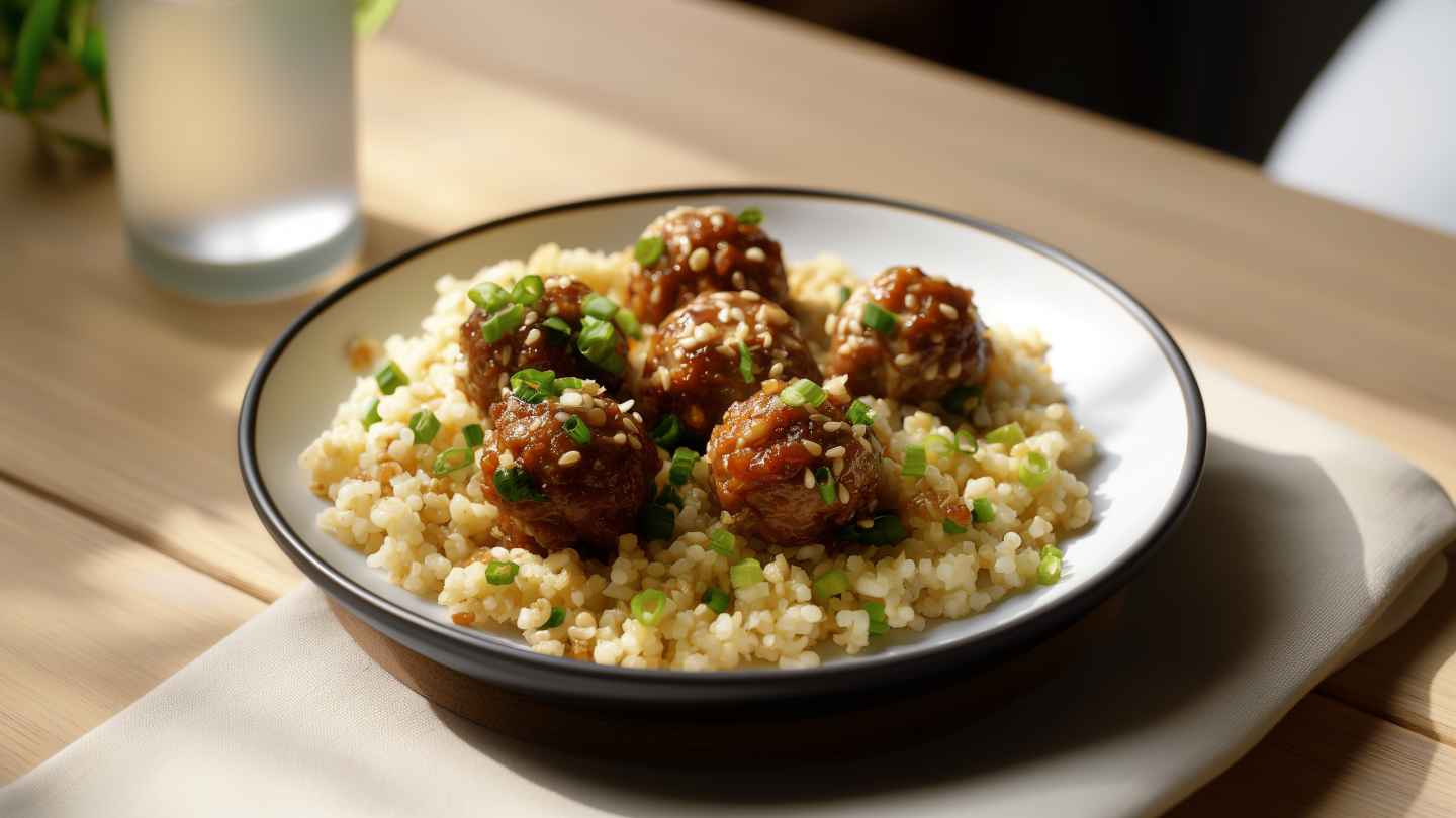 Asian Chicken Meatballs With Cauliflower Rice